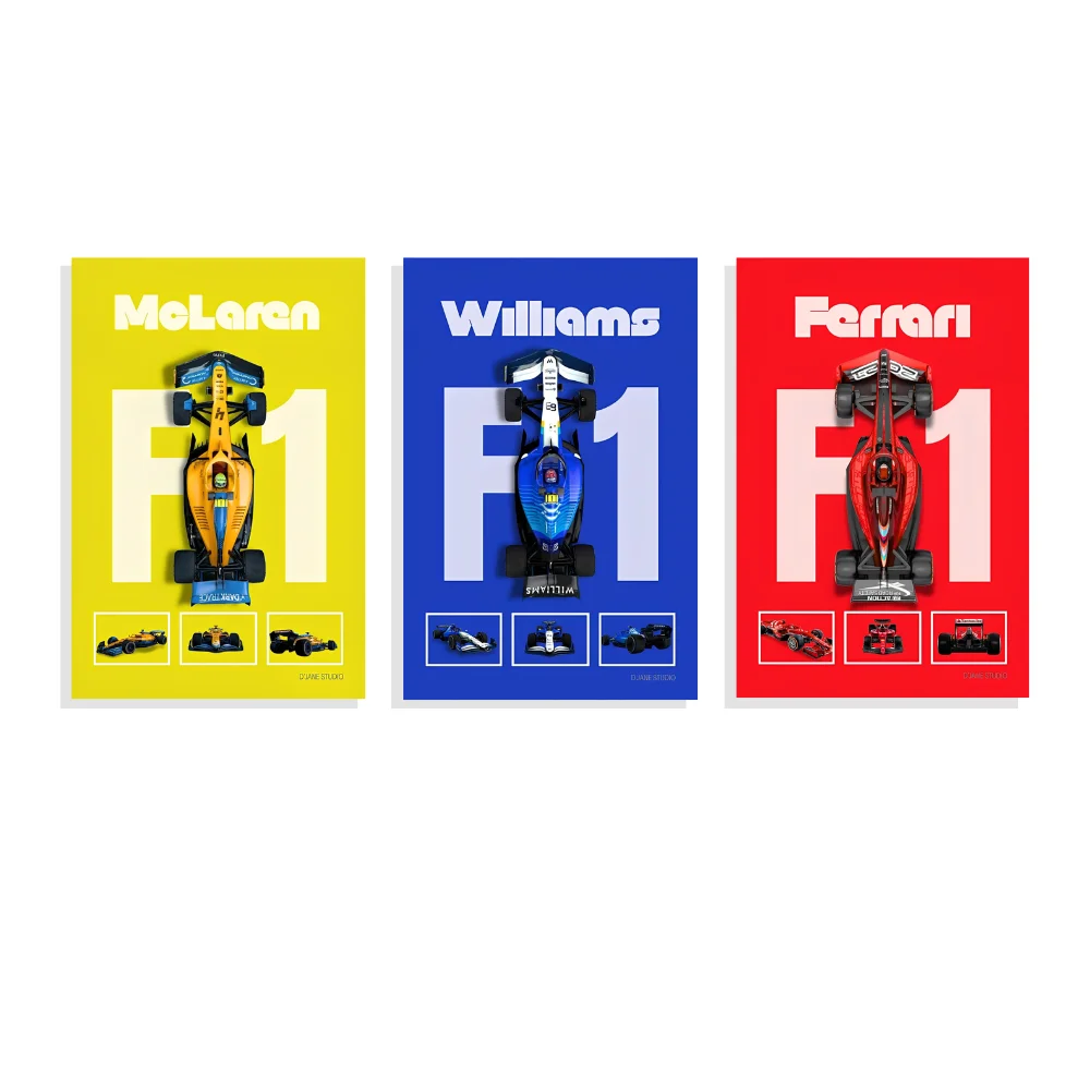 Djane Studio Car Acrylic Wall Frame | Luxury Car Wall Frame for Living Room, Bedroom, Office & Gaming Room | Modern Home Décor | Pack of 3 | Size 15x10 Inch